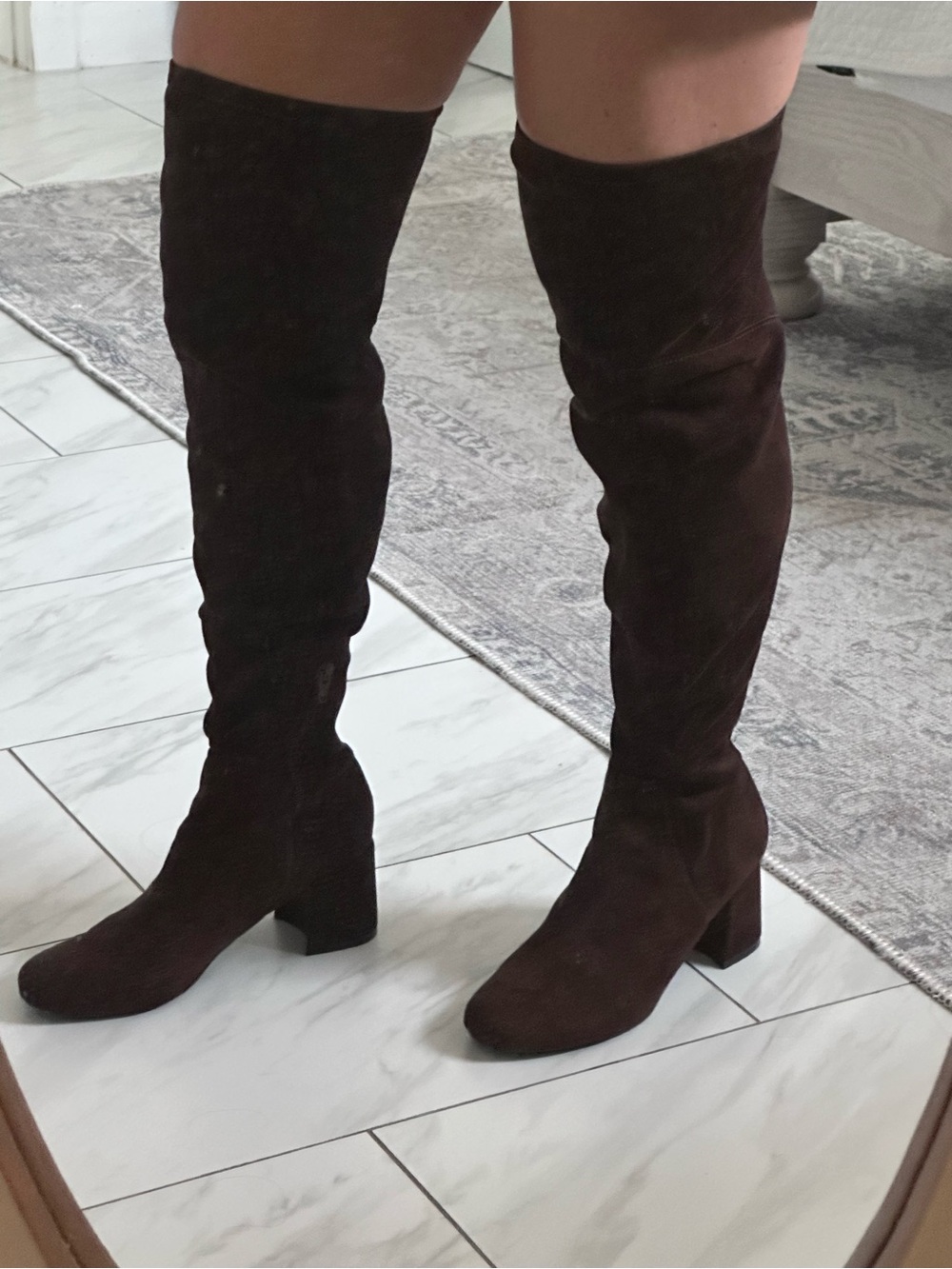 Liz Claiborne Dark Brown Over-the-Knee Suede Block Heel Boots - Picture 2 of 7